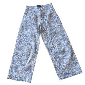 Jaded London Leopard Wide Leg Denim Pants